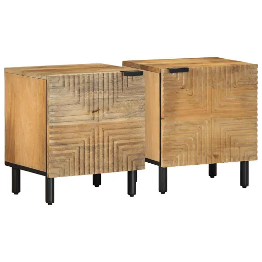 Mesas de Cabeceira   Castanho Madeira Mangueira Maciça (2 pcs)