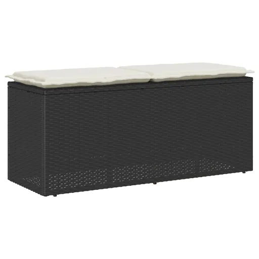 Banco de Jardim com Almofadão 110x40x44 cm Vime PE Preto