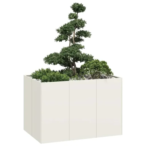 Vaso Floreira 120x80x80 cm Aço Branco