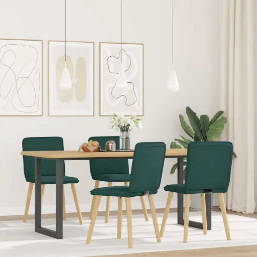 Cadeiras de Jantar   Tecido Verde Escuro (4 pcs)