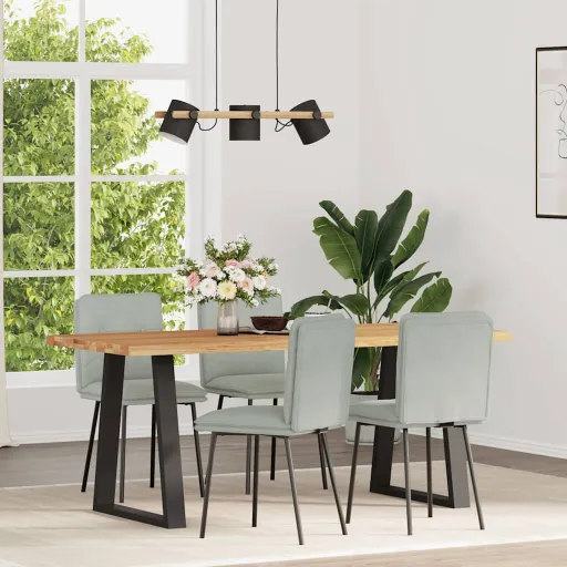 Cadeiras de Jantar   Veludo Cinzento-Claro (4 pcs)