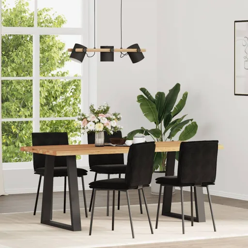 Cadeiras de Jantar   Veludo Preto (4 pcs)