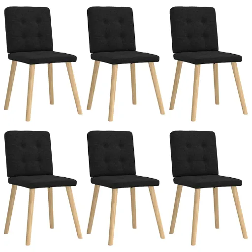 Cadeiras de Jantar   Tecido Preto (6 pcs)