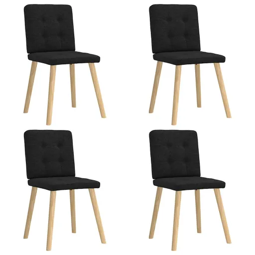 Cadeiras de Jantar   Tecido Preto (4 pcs)