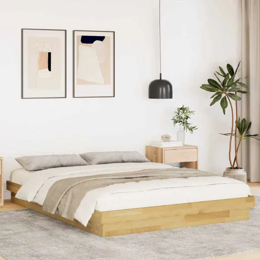 Estrutura de Cama Sem Colchão 160x200 cm Madeira de Carvalho