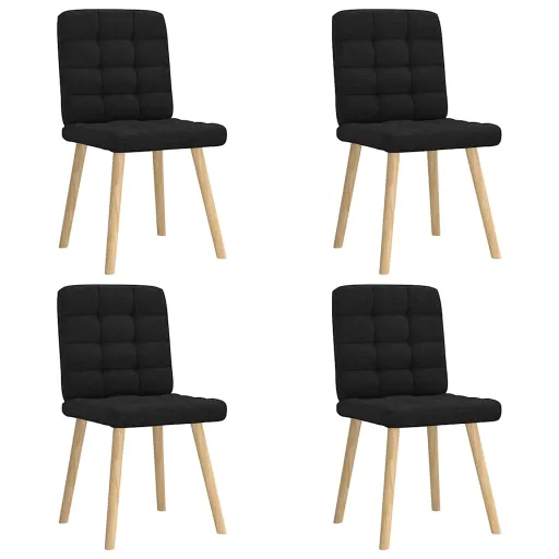 Cadeiras de Jantar   Tecido Preto (4 pcs)