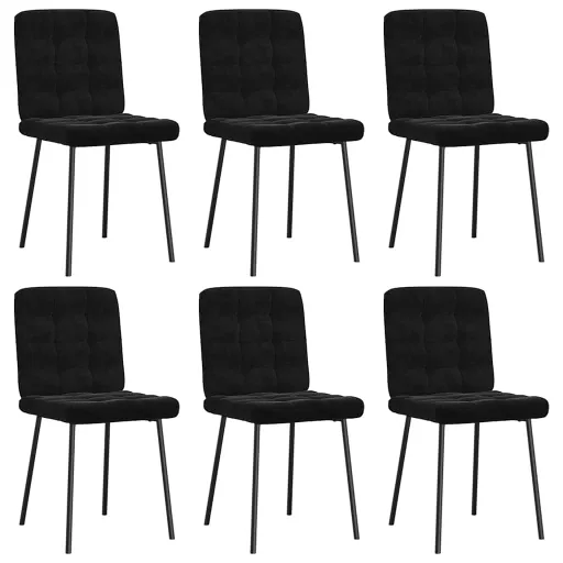 Cadeiras de Jantar   Veludo Preto (6 pcs)