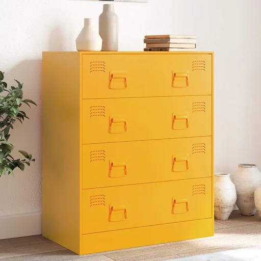 Aparador 67x39x83 cm Aço Amarelo Mostarda