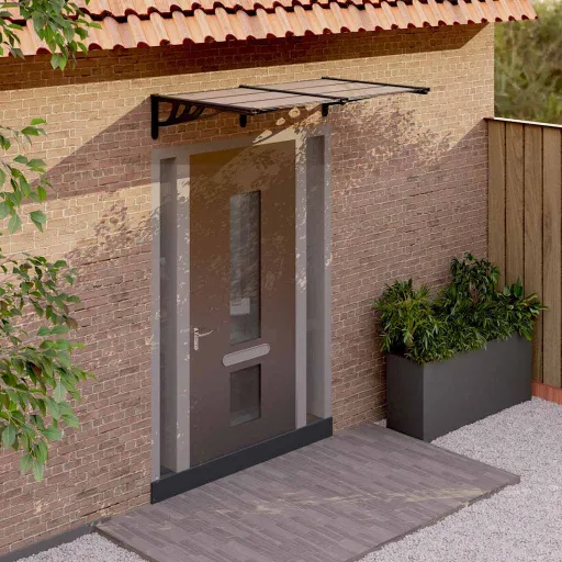 Toldo de Porta 152,5x90 cm Policarbonato Preto