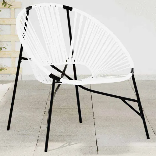 Cadeira de Jardim em Forma de Ovo Vime PE Preto e Branco