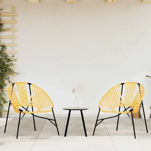 Cadeiras de Jardim   Vime Preto e Amarelo (3 pcs)