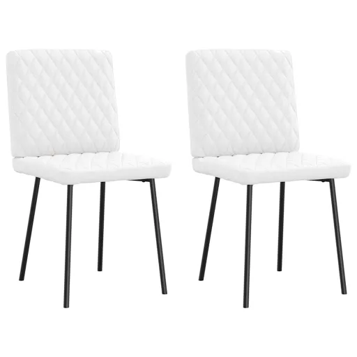 Cadeiras de Jantar   Couro Artificial Branco (2 pcs)