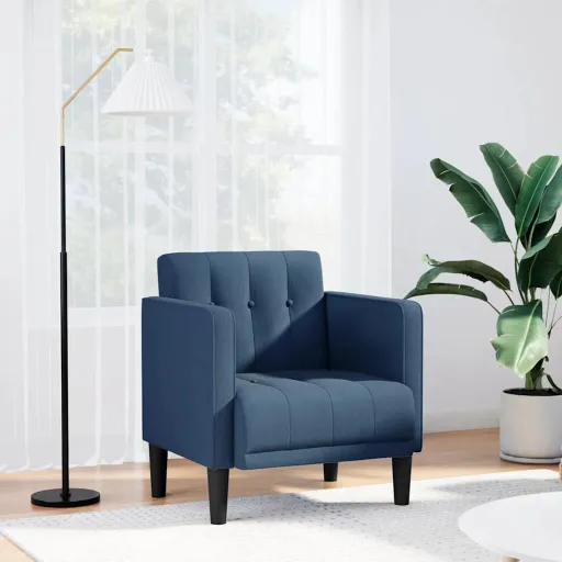 Poltrona com Apoio de Braços 53 cm Tecido Azul