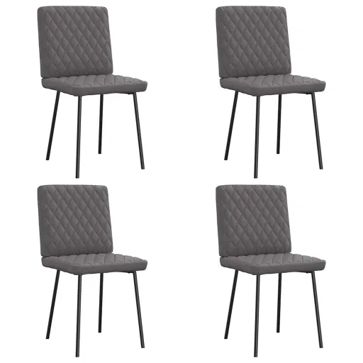Cadeiras de Jantar   Couro Artificial Cinzento (4 pcs)