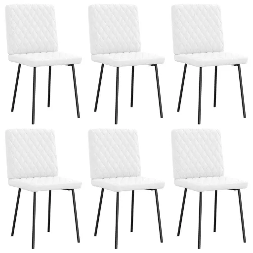 Cadeiras de Jantar   Couro Artificial Branco (6 pcs)