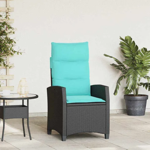Cadeira de Jardim Reclinável com Mesa de Apoio Vime PE Preto