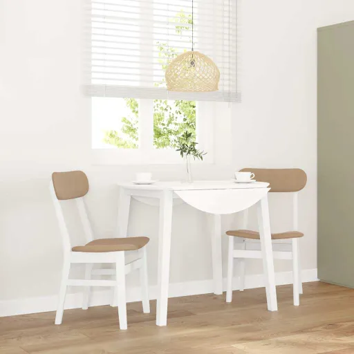 Cadeiras de Jantar com Almofadões   Madeira Maciça Branco (2 pcs)