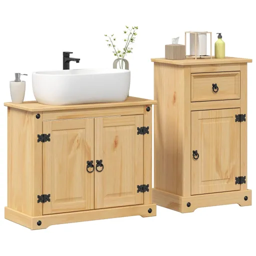 Conj. de Móveis p/ Casa de Banho Corona Pinho Maciço (2 pcs)
