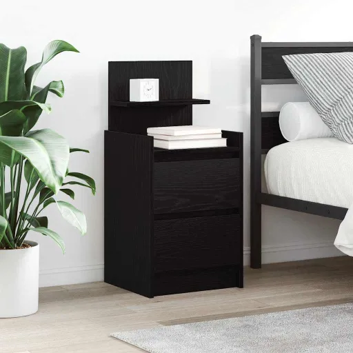Mesas de Cabeceira com 2 Gavetas   38x34x80 cm Preto (2 pcs)