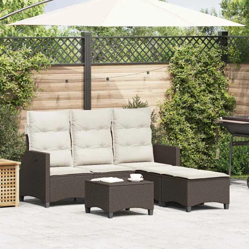 Conjunto Sofás de Jardim com Almofadões em L Vime PE (3 pcs)