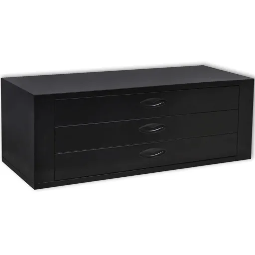 Caixa de Ferramentas em Metal 3 Gavetas Preto