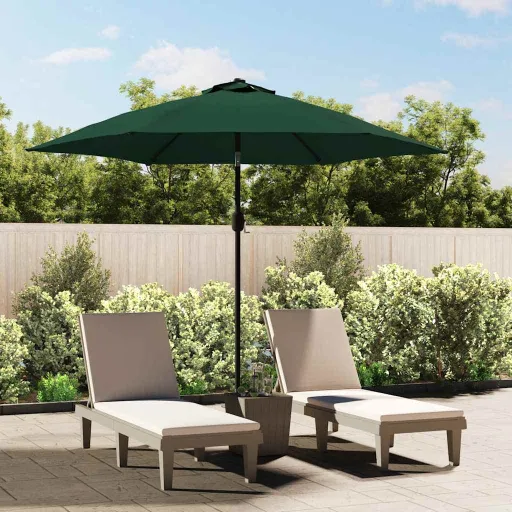 Guarda-Sol de Jardim Cantilever com Luzes LED 3 m Verde