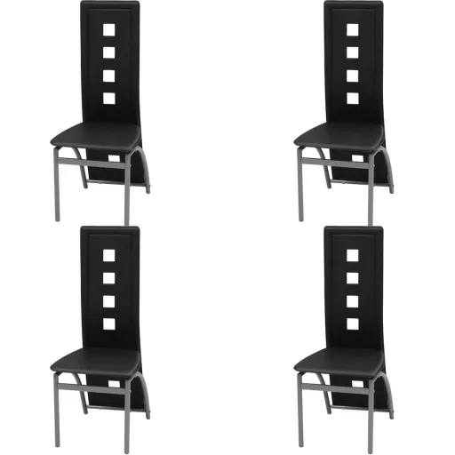 Cadeiras de Jantar   Couro Artificial Preto (4 pcs)