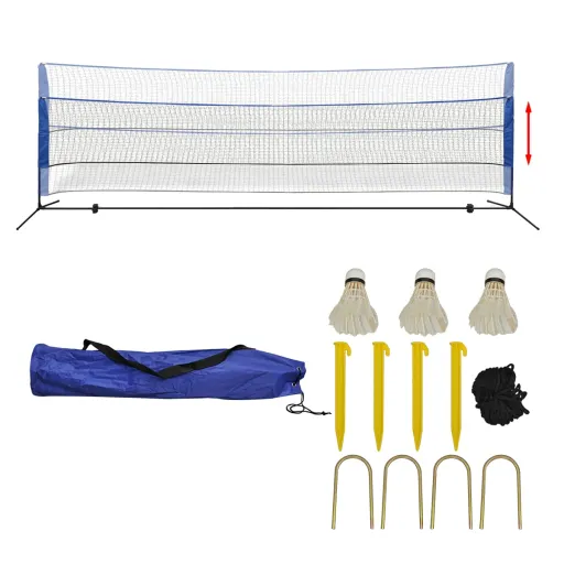 Conjunto Rede de Badminton com Volantes 500 x 155 cm
