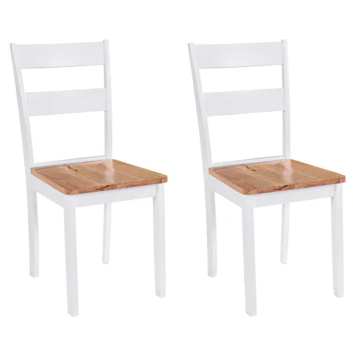 Cadeiras de Jantar   Madeira de Seringueira Maciça Branco (2 pcs)