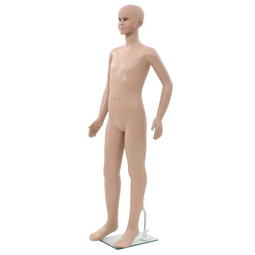 Manequim Criança Completo Base de Vidro 140 cm Bege