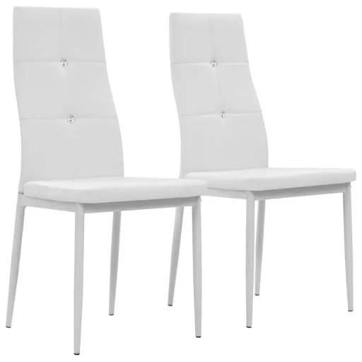 Cadeiras de Jantar   Couro Artificial Branco (2 pcs)
