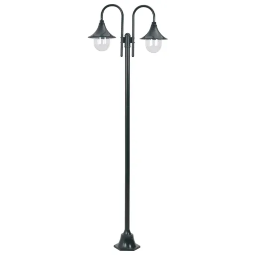 Candeeiro de pé Jardim 2 Braços E27 220cm Alumínio Verde Escuro