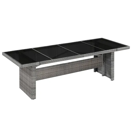 Mesa de Jardim 240x90x74 cm Vime PE e Vidro
