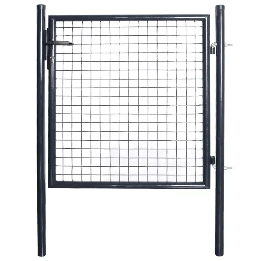 Portão de Jardim em Tela de Aço Galvanizado 100x100 cm Cinza