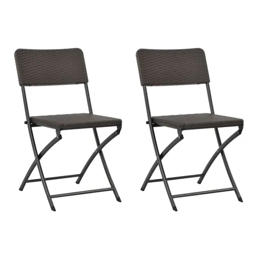 Cadeiras de Jardim Dobráveis   PEAD e Aço Castanho (2 pcs)