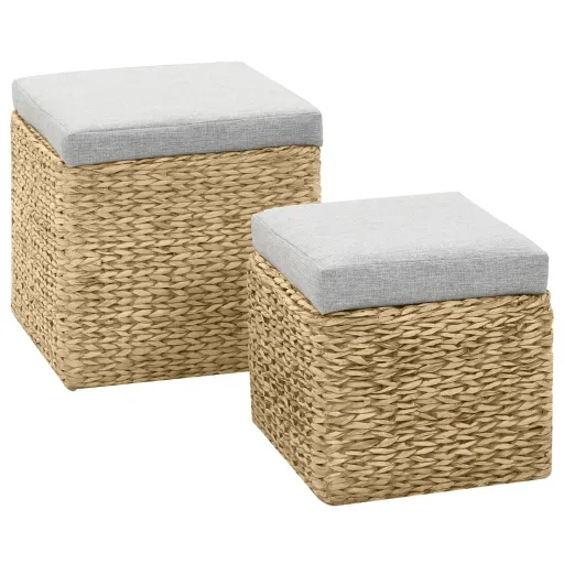 Conjunto de Otomanos   Erva Marinha Cinzento (2 pcs)