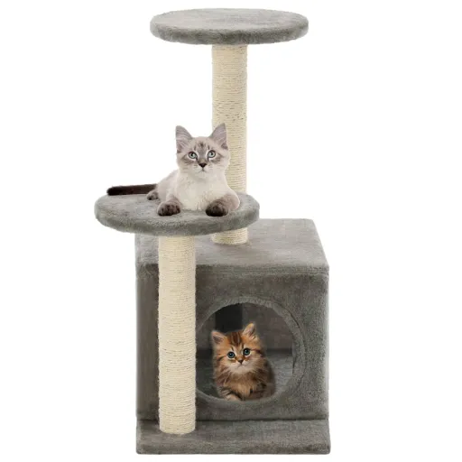 Árvore para Gatos c/Postes Arranhadores Sisal 60 cm Cinzento