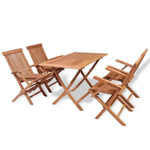 Conjunto de Jantar p/ Jardim Madeira de Teca Maciça (5 pcs)
