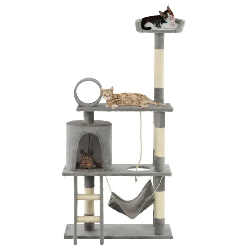 Árvore para Gatos c/ Postes Arranhadores Sisal 140 cm Cinzento