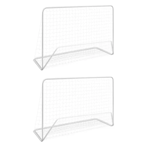 Balizas de Futebol com Redes   Aço 182x61x122 cm Aço Branco (2 pcs)