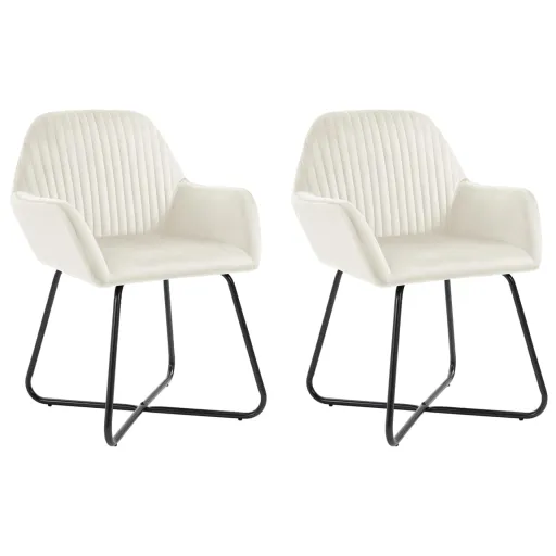 Cadeiras de Jantar   Veludo Cor Creme (2 pcs)