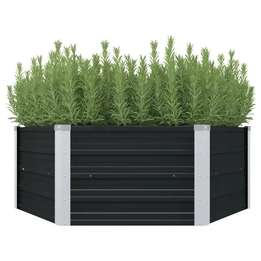 Canteiro Jardim Elevado 129x129x45 cm Aço Galvanizado Antracite