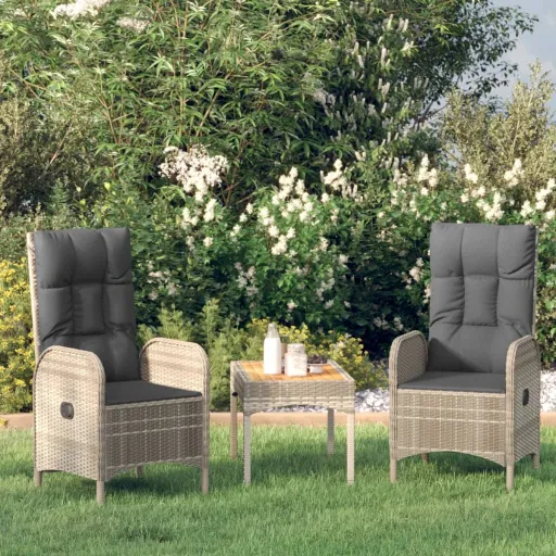 Cadeiras de Exterior   Vime PE Cinzento (2 pcs)