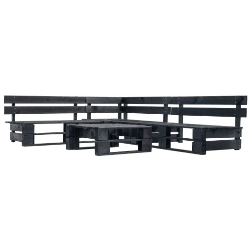 Sofás de Paletes para Jardim   Madeira Preto (4 pcs)