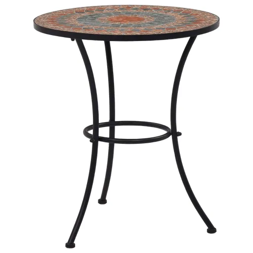 Mesa Bistrô em Mosaico 60 cm Cerâmica Laranja/Cinzento