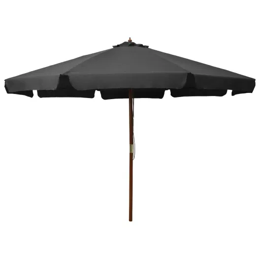 Guarda-Sol de Exterior com Poste de Madeira 330 cm Antracite
