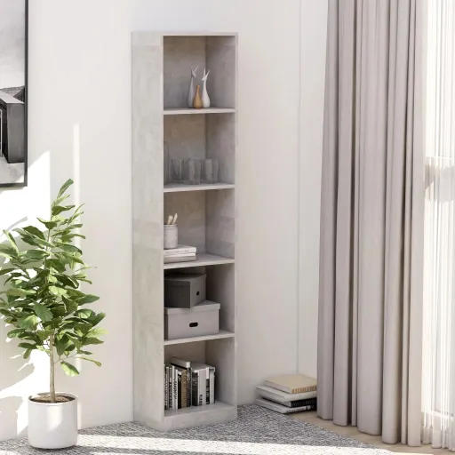 Estante com 5 Prateleiras 40x24x175 cm Contraplacado Cinzento