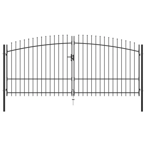 Portão de Cerca com Porta Dupla e Topo em Lanças 400x225 cm