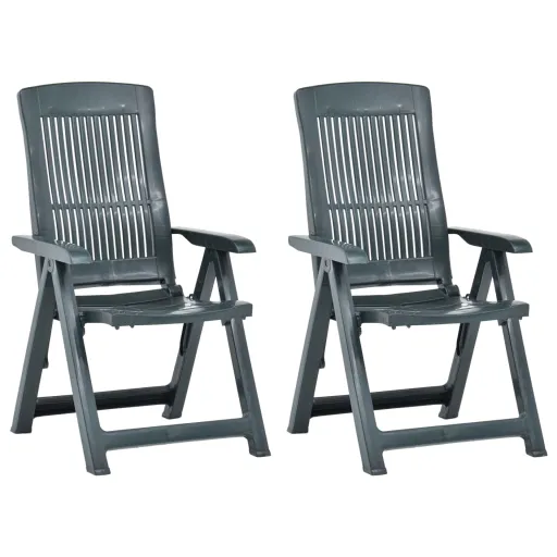 Cadeiras de Jardim Reclináveis   Plástico Verde (2 pcs)