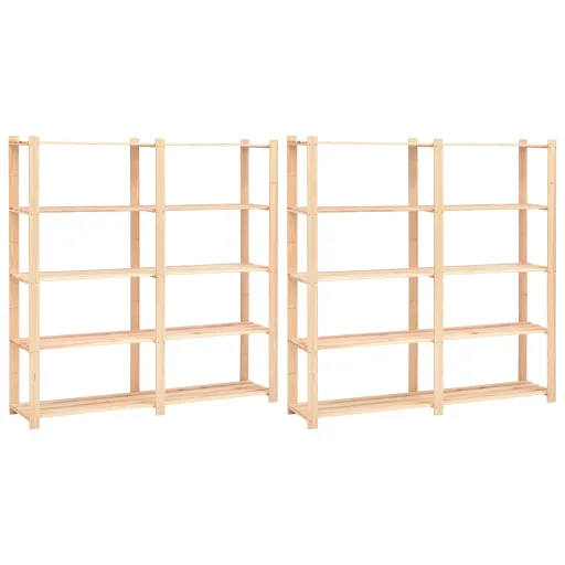 2 Unidades Arrumação 5 Prateleiras 170x38x170cm Pinho 500 kg